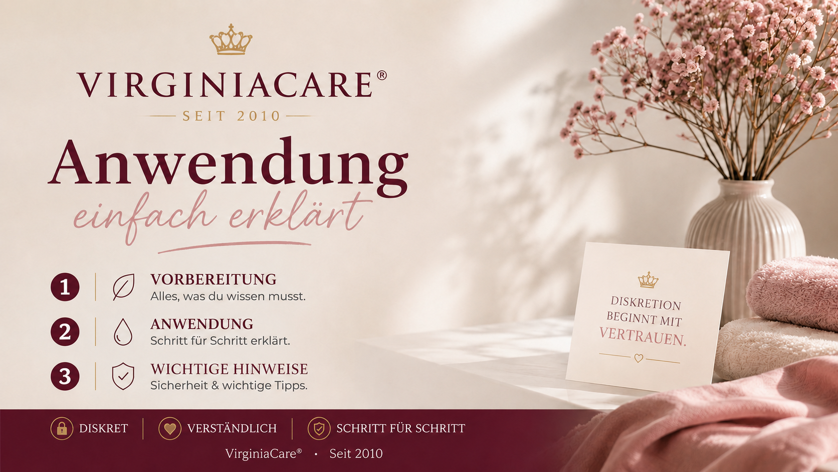 Video laden: Anwendung der VirginiaCare® Produkte Schritt für Schritt erklärt