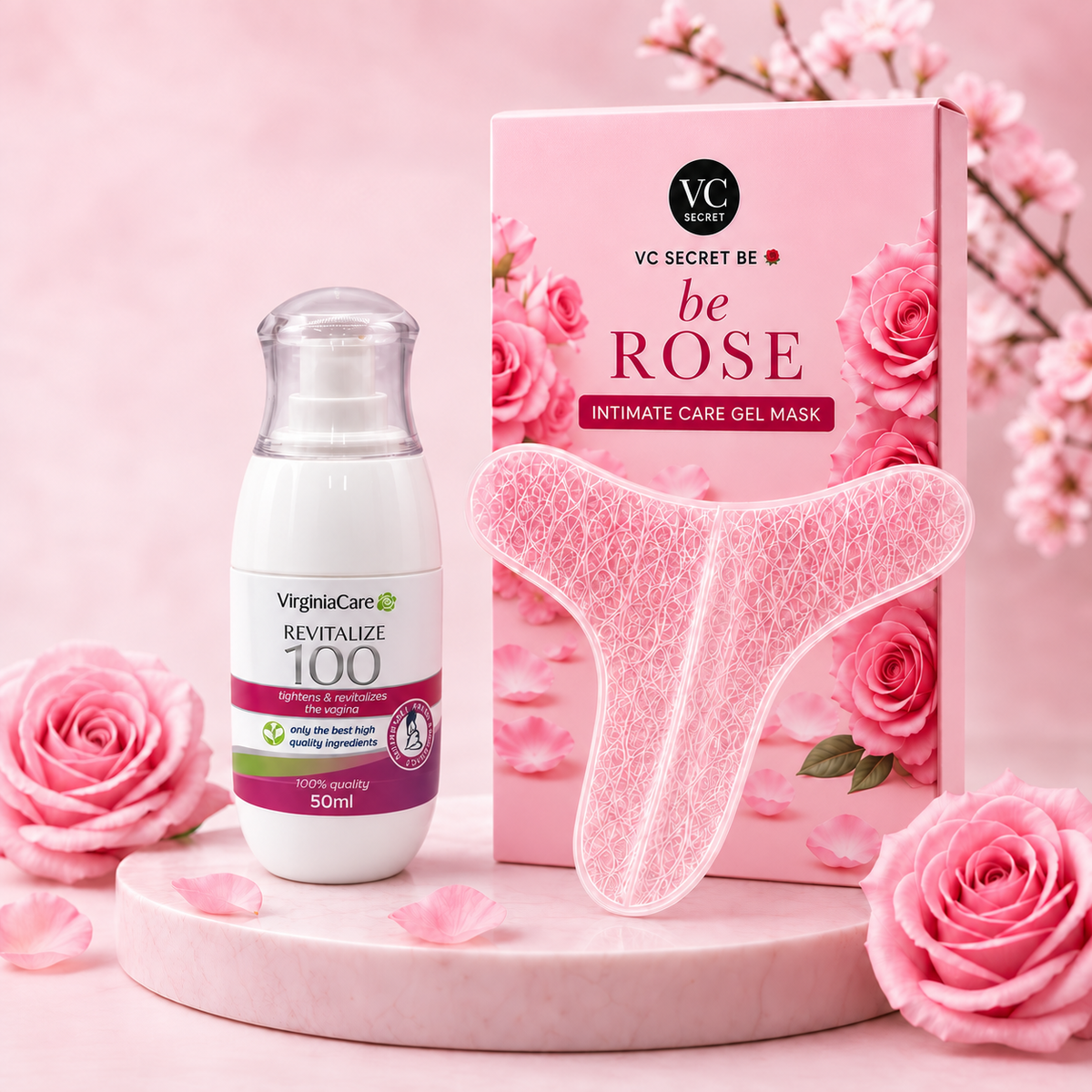 VirginiaCare Premium Intimpflege-Duo mit ReVitalize100 Gel und VC Secret be Rose Maske